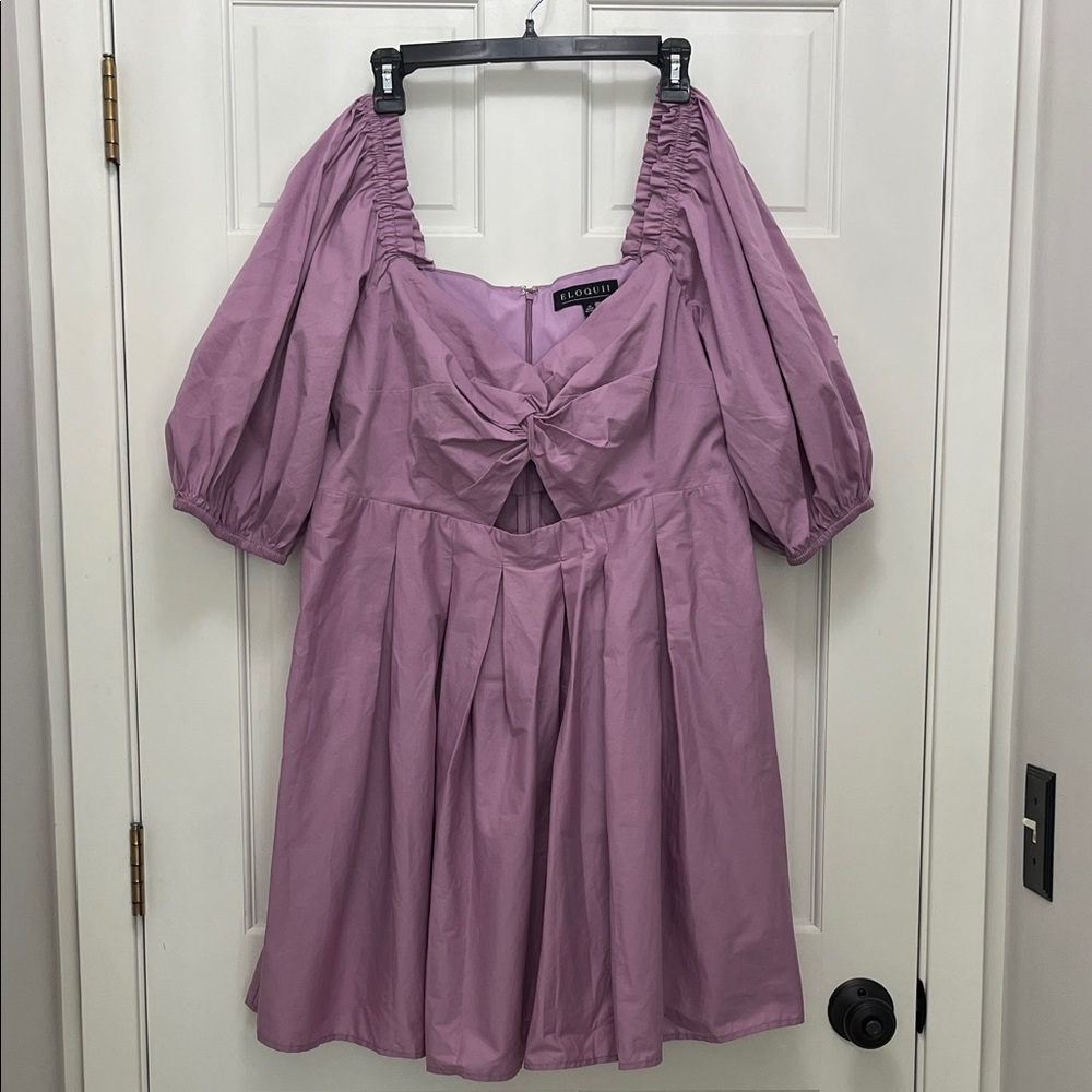 Eloquii Lilac Puff-Sleeve Mini Dress